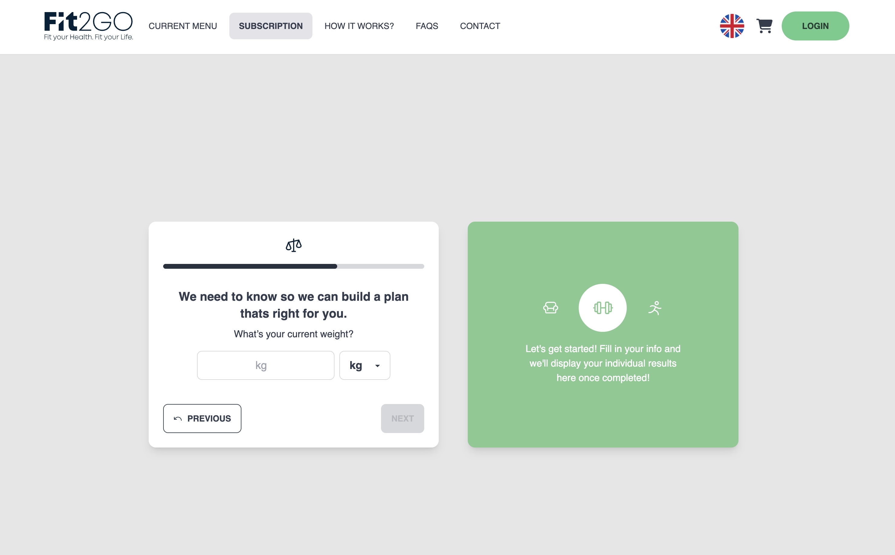 Fit2Go web screenshot