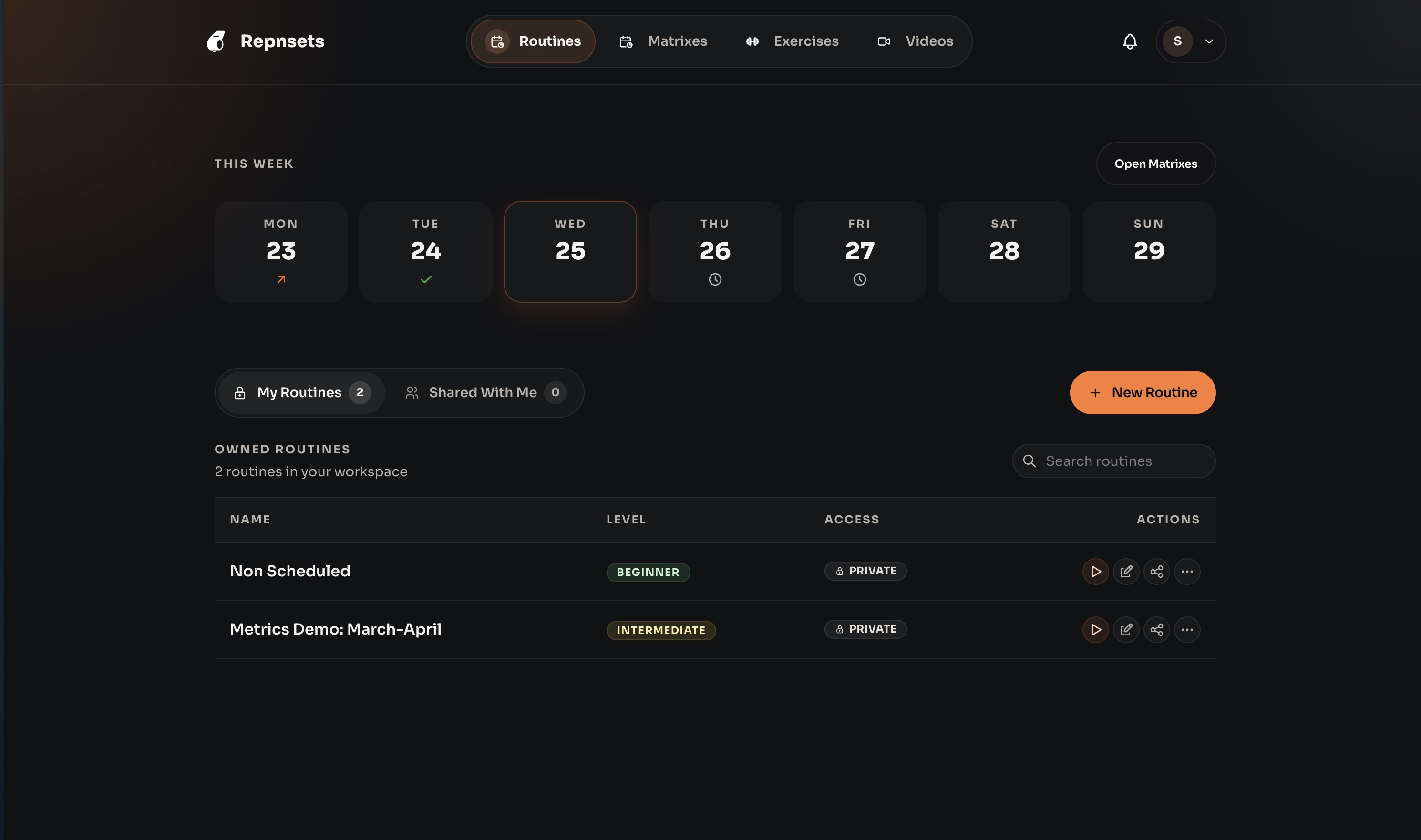 Rep&Sets web screenshot