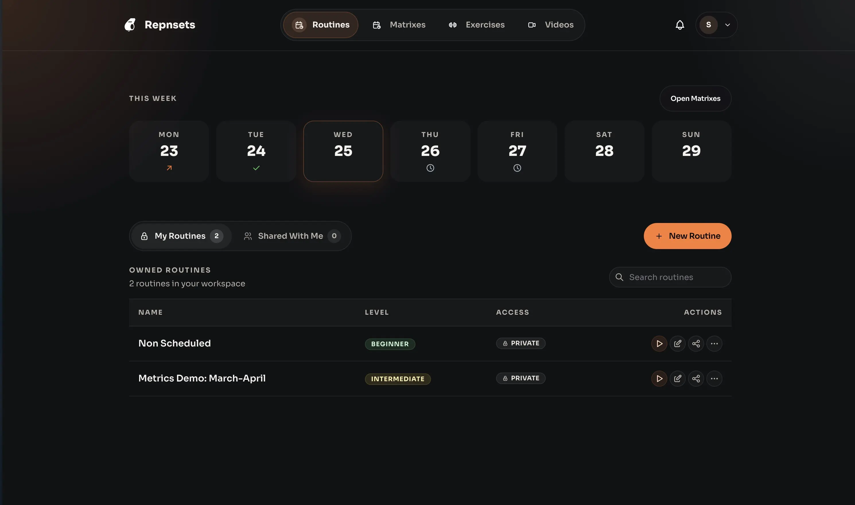 Rep&Sets web screenshot