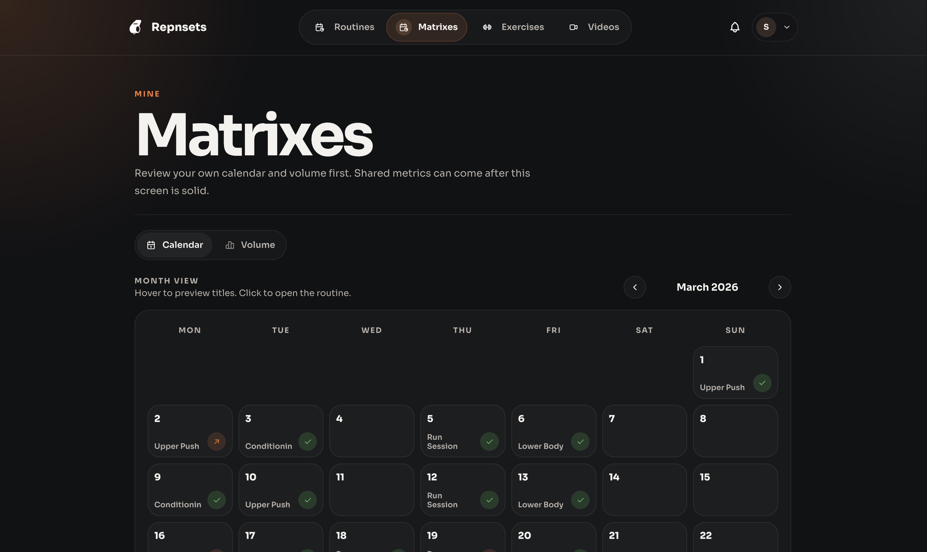 Rep&Sets web screenshot