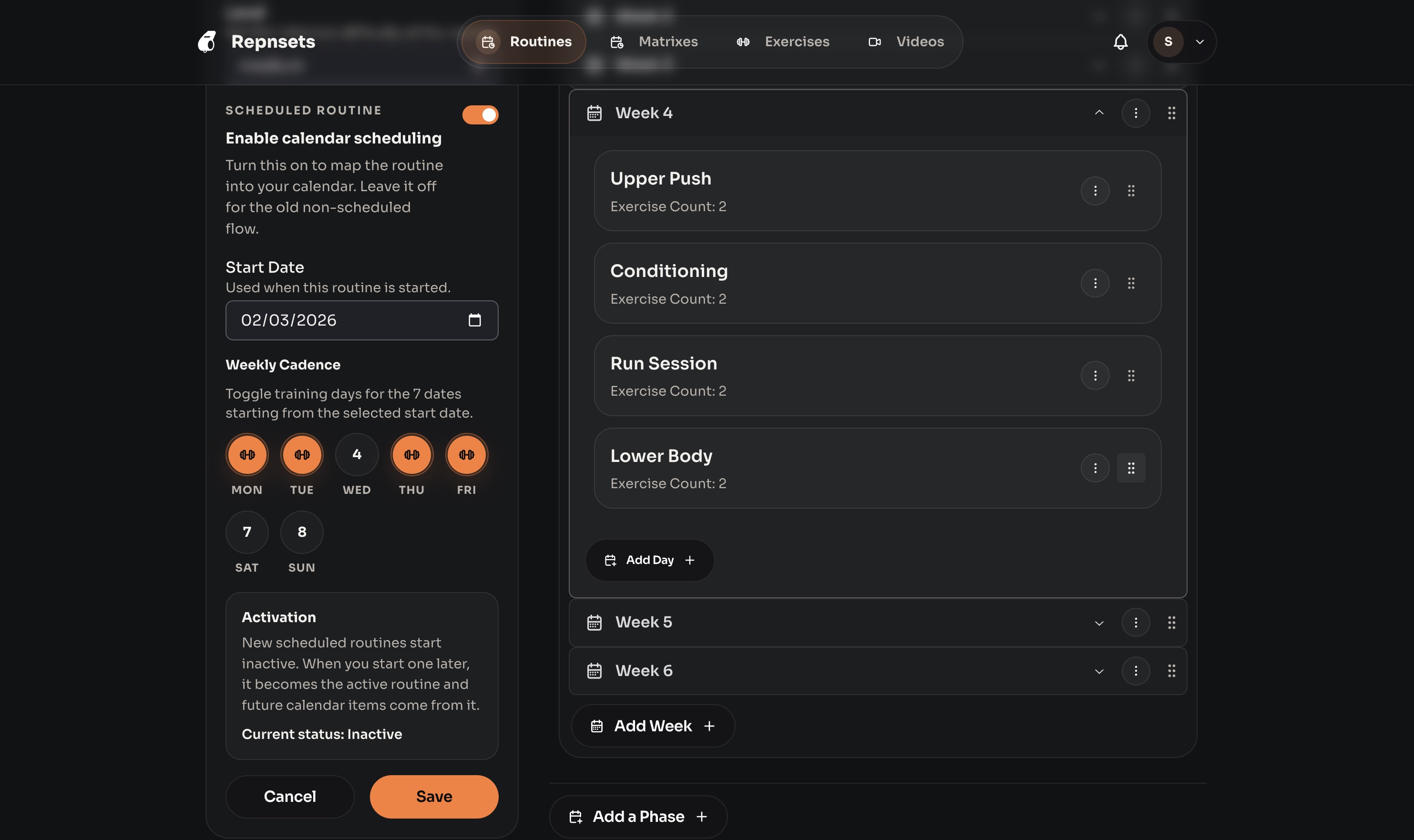 Rep&Sets web screenshot