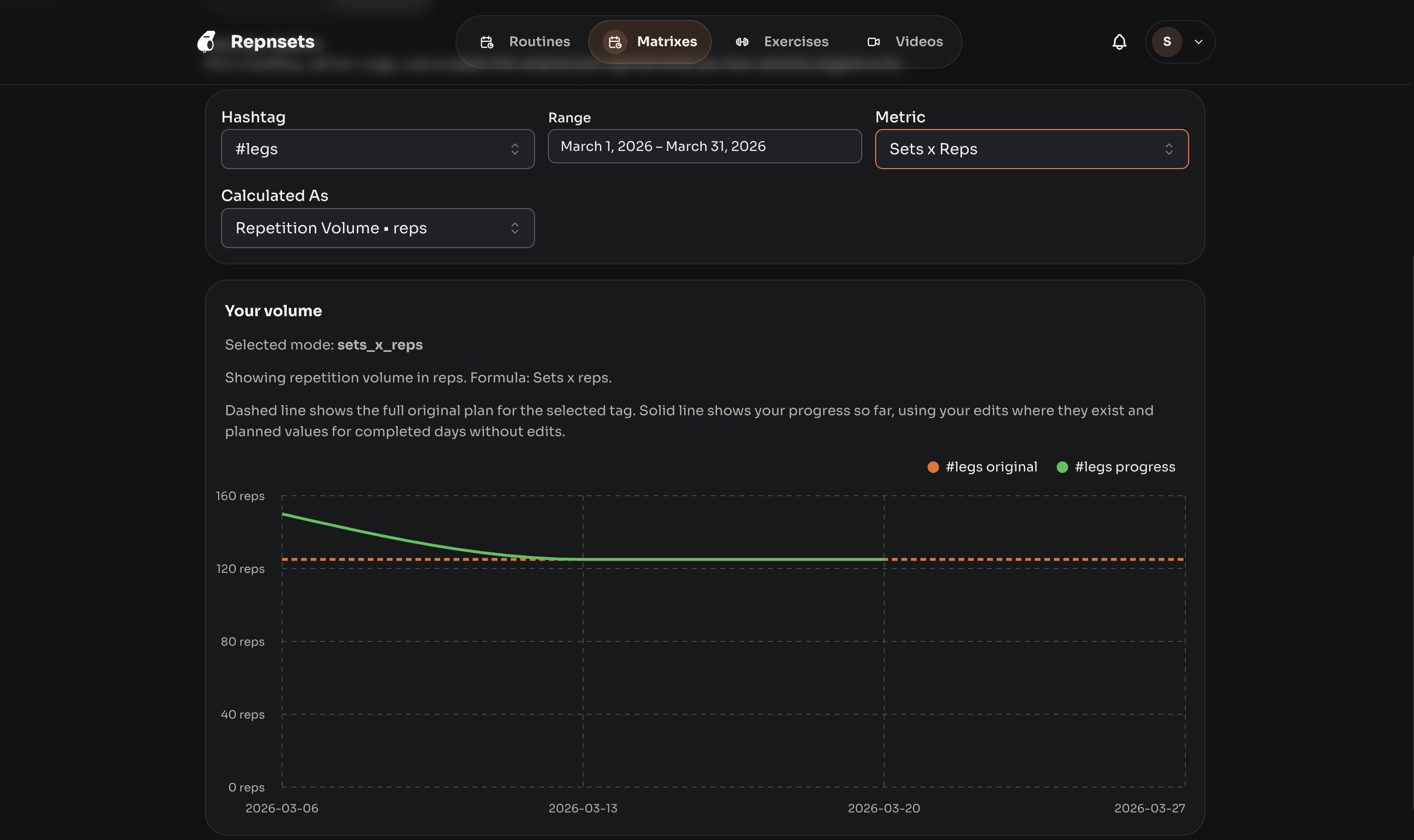 Rep&Sets web screenshot